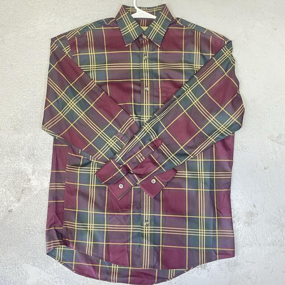 Cabelas Outfitter Series Plaid Button Up Shirt S Regular Made In Malaysia Cotton
